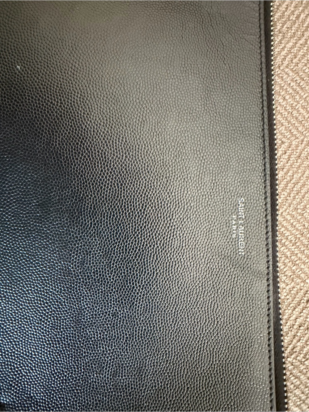 Saint Laurent Black Pebbled Leather clutch